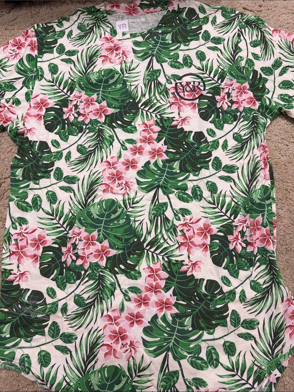 Young & Reckless Tropical Floral Green & Pink Tee